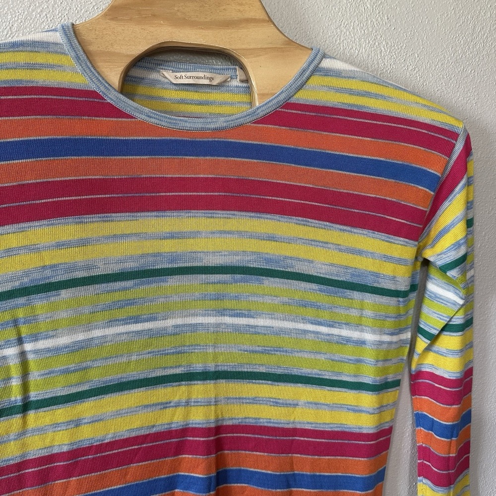 Soft Surroundings‎ Oasis Multicolor Striped Viscose Lightweight Sweater Medium